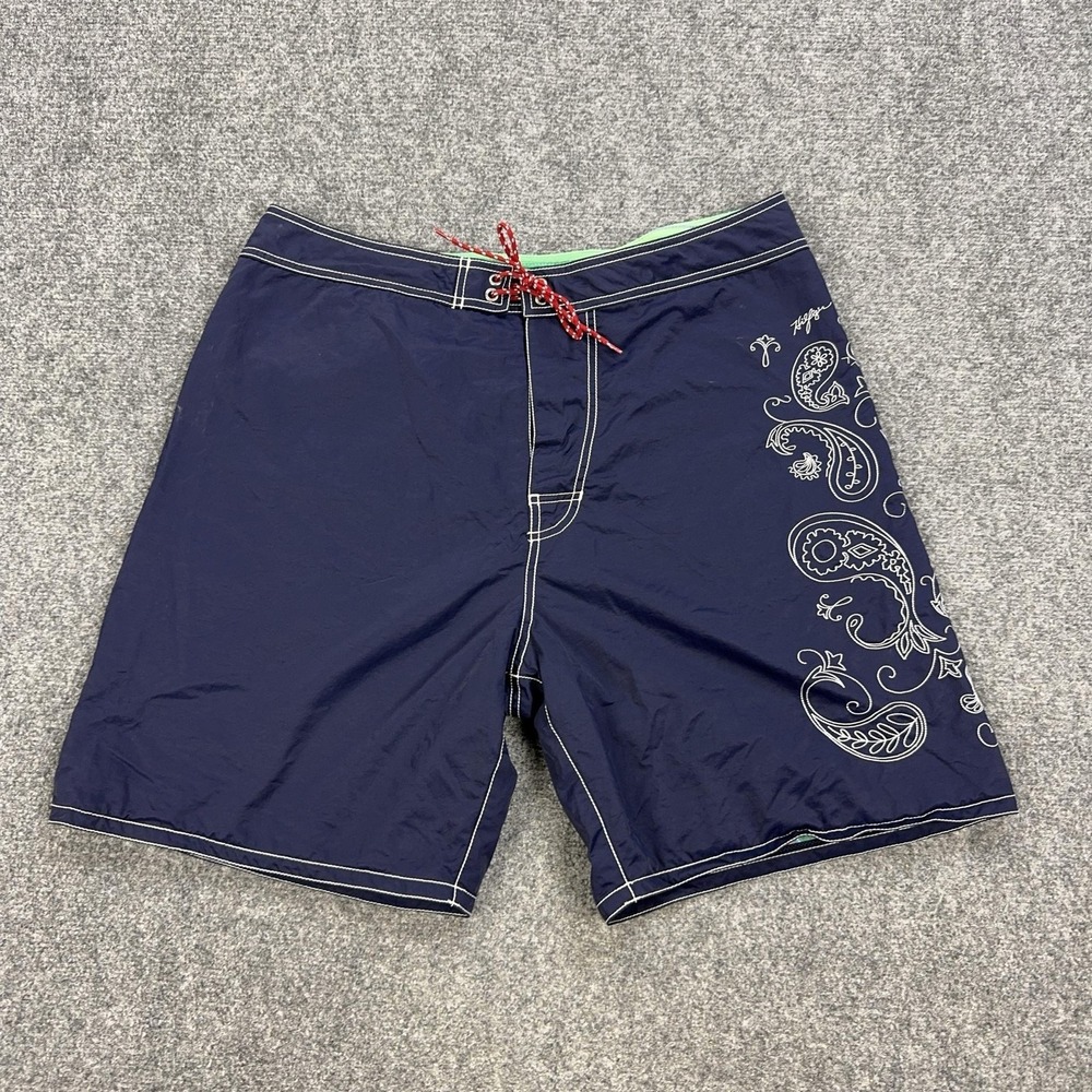 Tommy Hilfiger Swim Trunks Mens XL Blue Paisley Mesh Lined Drawstring Beach